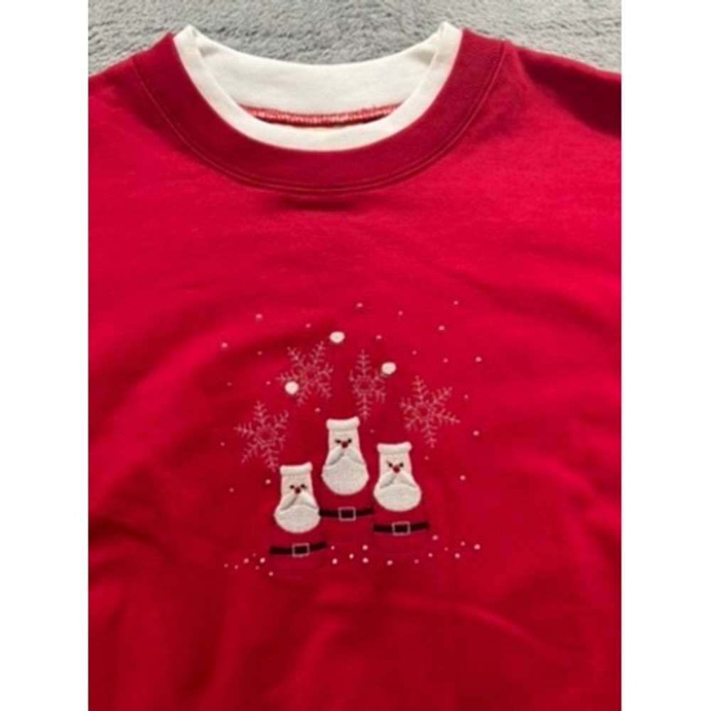 Vintage Christmas Sweatshirt Red Snowman Graphic Crewneck XL‎ Holiday